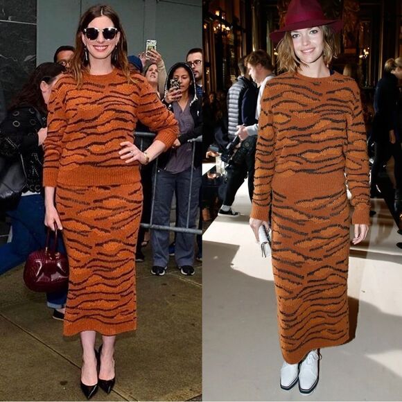 Stella McCartney Animal Intarsia Tiger Slim Fit Pull On Knit Midi Skirt Sz 6 NWT - Picture 2 of 12